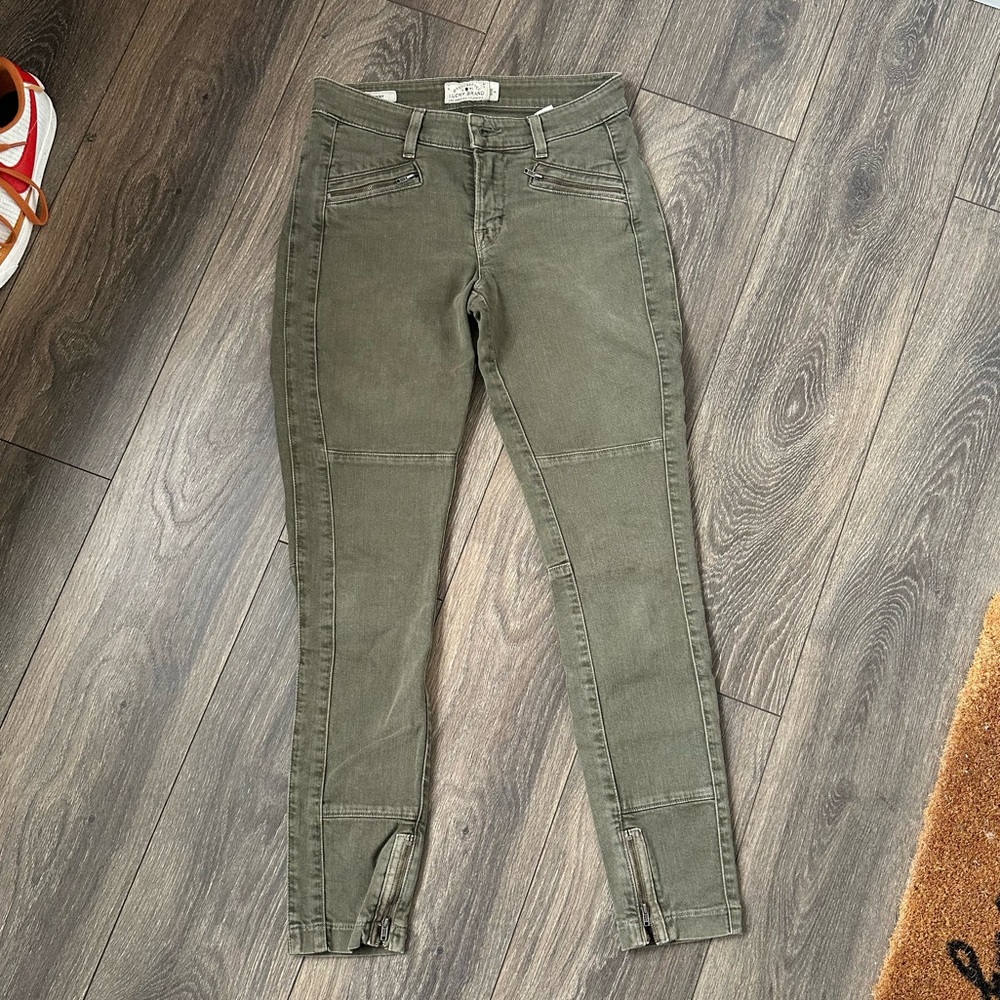 Lucky Brand Moto “Brooke Skinny” Olive Utility Ankle Jeans Size 2